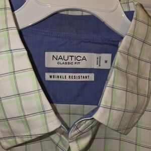 Nautica Green and Blue Plaid Classic Fit Button-Up Shirt